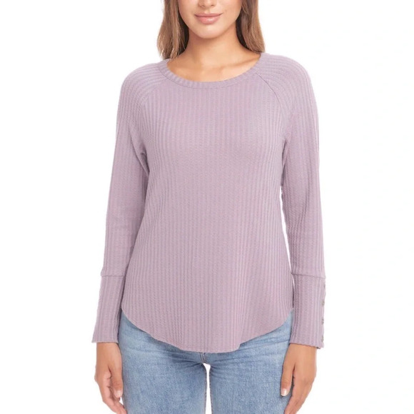 Chaser Tops - Chaser Waffle Knit Purple Long Sleeve Top Size Medium